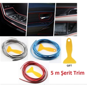 Eşya Dünyası 5 Metre Kırmızı Krom Trim Şerit  Araç İçi Torpido Dekorasyon Fitili  Esnek Nikelaj Çıta