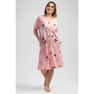 Kadın Penye Suprem Buyuk Beden Kısa Kol Fermuarlı Cep Ev Elbısesı