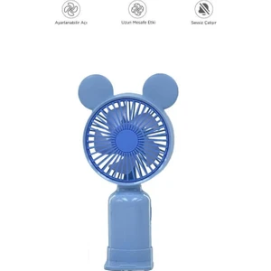 F-12 Mini Taşınabilir Fan Şarjlı 2 Kademeli Ledli Ayıcık Kulak Vantilatör Klima Soğutucu
