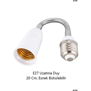 E27 Duy Uzatma Metal 20 cm Esnek Dönebilir Bükülebilir 1 Adet