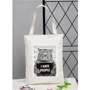 I Hate People, Cat Tasarım Tote Bag Bez Çanta