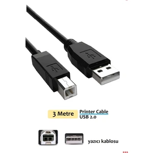 Printer Cable USB 2.0 Yazıcı Kablosu Hp Epson Canon Xerox Brother 3 Metre