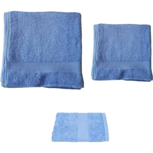 3'lü Banyo, El Yüz ve Tıraş Sakal Havlusu - Mavi Asker Havlu Seti