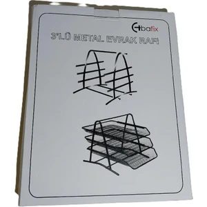 Bafix Evrak Rafı Metal Perforeli 3 Lü Siyah Metal Evrak Rafı