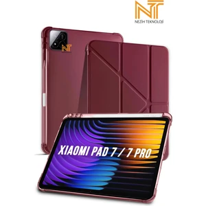 Mi Pad 7 ve Mi Pad 7 Pro Uyumlu Tri-Folding Kalem Bölmeli Uyku Modlu Akıllı Kılıf