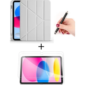 iPad 11. Nesil A16 2025 11 Inch / 10. Nesil 10.9 2022 Kalem Bölmeli Uyku Modlu Kılıf + Ekran Koruyucu + Dokunmatik Kalem