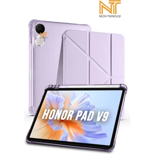 Honor Pad V9 Uyumlu Tri-Folding Kalem Bölmeli Uyku Modlu Akıllı Kılıf