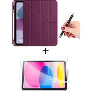 iPad 11. Nesil A16 2025 11 Inch / 10. Nesil 10.9 2022 Kalem Bölmeli Uyku Modlu Kılıf + Ekran Koruyucu + Dokunmatik Kalem