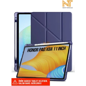 Huawei Honor Pad X8A 11 Inç Uyumlu Akıllı Kapak Kalem Bölmeli Tri Folding Tablet Kılıfı