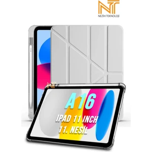 iPad 11. Nesil A16 2025 11 Inch Uyumlu Tri Folding Kalem Bölmeli Uyku Modlu Akıllı Kılıf