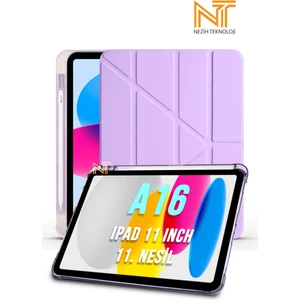 iPad 11. Nesil A16 2025 11 Inch Uyumlu Tri Folding Kalem Bölmeli Uyku Modlu Akıllı Kılıf