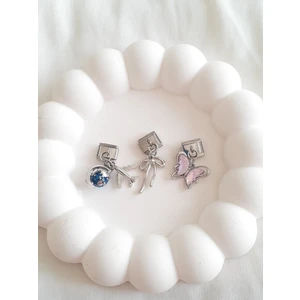 Bijoux Uniques İtalyan Charm Gümüş Çelik Uçak Dünya Kelebek Kurdele Aksesuar