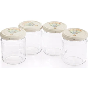 4'lü 210 cc Kapaklı Şeffaf Kavanoz