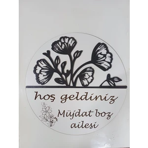3D Modern Şık Tasarımlı "evimize Hoşgeldiniz"kapı Süsü Mdf