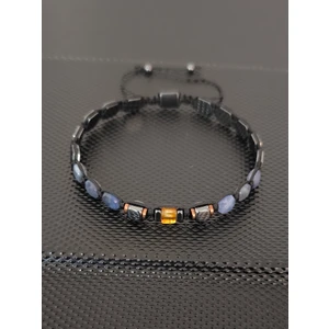 Sodalit-Damla Kehribar-Hematit Doğaltaş Bileklik Takı Aksesuar