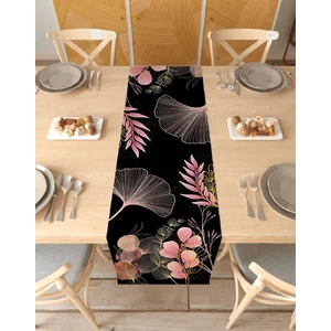 Çiçek Pembe Desenli Özel Tasarım Runner Dijital Baskılı Dekoratif Masa Örtüsü Modern Ev Dekorasyonu