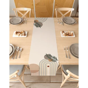 Yaprak Bohem Desenli Özel Tasarım Runner Dijital Baskılı Dekoratif Masa Örtüsü Modern Ev Dekorasyonu