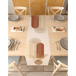 Vazo Bohem Desenli Özel Tasarım Runner Dijital Baskılı Dekoratif Masa Örtüsü Modern Ev Dekorasyonu