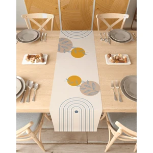 Yaprak Bohem Desenli Özel Tasarım Runner Dijital Baskılı Dekoratif Masa Örtüsü Modern Ev Dekorasyonu