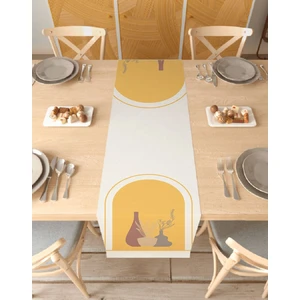 Vazo Bohem Desenli Özel Tasarım Runner Dijital Baskılı Dekoratif Masa Örtüsü Modern Ev Dekorasyonu