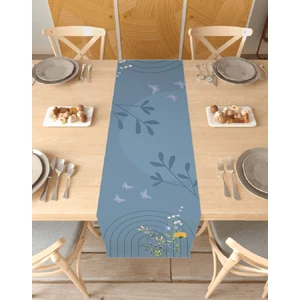 Çiçek Kelebek Desenli Şık Özel Tasarım Runner Dijital Baskılı Dekoratif Masa Örtüsü Ev Dekorasyonu