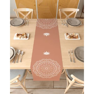 Mandala Lotus Desenli Şık Özel Tasarım Runner Dijital Baskılı Dekoratif Masa Örtüsü Ev Dekorasyonu