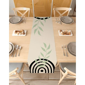 Yaprak Bohem Desenli Özel Tasarım Runner Dijital Baskılı Dekoratif Masa Örtüsü Modern Ev Dekorasyonu