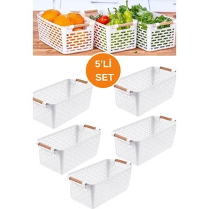Beyaz 5li  Çok Amaçli Düzenleyici Sepet Seti Mutfak, Banyo, Ofs ve Dolap Içi Organizer