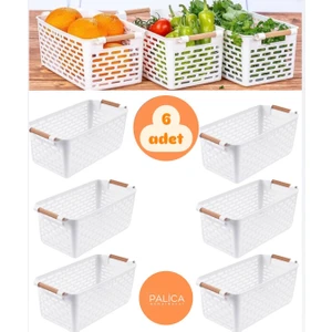 Beyaz 6 Lı  Çok Amaçli Düzenleyici Sepet Seti Mutfak, Banyo, Ofs ve Dolap Içi Organizer