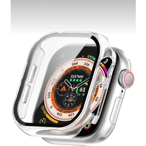 Apple Watch Series 10 46MM Uyumlu Zarif Elmas Taşlı ŞEFFAF Kasa ve Ekran Koruyucu Kılıf