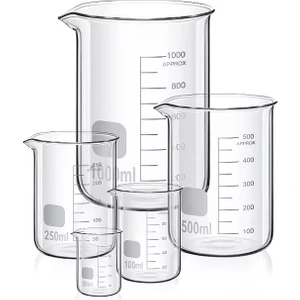 (12 Adet Paket) 250 ml Beher Cam Kısa Form
