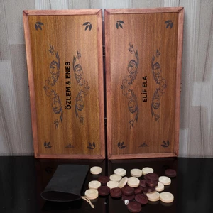 Simya Oyun Aletleri Simya Model Isme Özel Saray Esintisi Ceviz Kaplama Ahşap Pullu Tavla