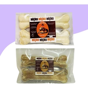 15 cm Beyaz ve Naturel Press Çiğneme Kemiği 2 x 2li Paket (4 Adet)