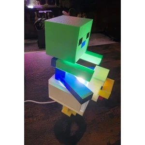 Minecraft Creeper ve Tavuk Tasarımlı Gece Lambası