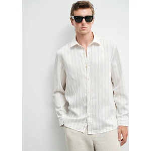 Bej Çizgili Ekru Tencel TM Lyosel Gömlek 0211618-70321