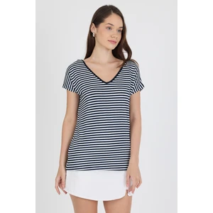 Ön Arka V Yaka Siyah Kadın T-Shirt 0003