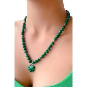 Malahit Taşı Kolye Kalpli Doğal Taş Kolye