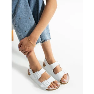 Holm Çift Tokalı Beyaz Camel Kadın Sandalet