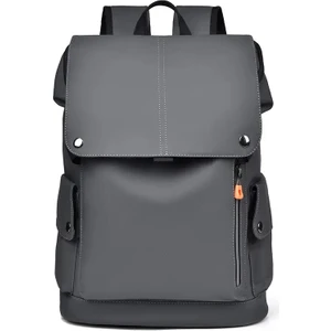 Basit Iş Erkekler Sırt Çantası Duffle Bag Su Geçirmez Deri Seyahat Backpack Dizüstü Çantası Okul Back Pack Boys Renk: Koyu Gri (Yurt Dışından)