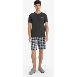 Pijama Takımı Regular Fit Kısa Kollu Üst Kareli Şort E7146AX25SM