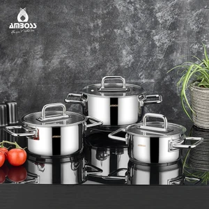 Nova 6 Parça Paslanmaz Çelik Cam Kapaklı Tencere Seti