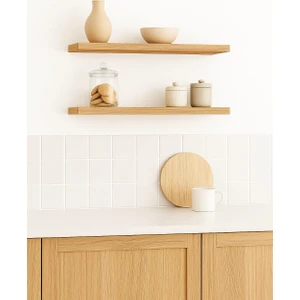 40 cm 2li Safir Meşe Mdf Uçan Duvar Rafı Gizli Bağlantı Kitaplık