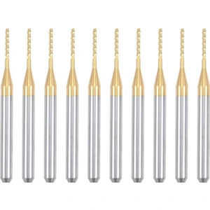 10 Adet Titanyum Kaplama Karbür Uçlu Freze Gravür Freze Kesici Cnc Yönlendirici Uçları Pcb Makinesi Için, 1/8 Inç Şaft 1mm (Yurt Dışından)