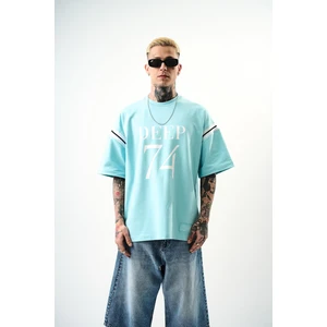 Erkek Deep 74 Baskılı Oversize T-Shirt Bebemavi