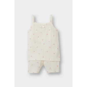 Kız Bebek Pijama Takımı Meyve Desenli Askılı Ribana Üst Şort E4654A525HS