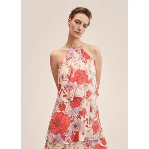 Fırfırlı Çiçek Desenli Elbise