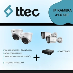 2mp Sesli 4lü Ip Kamera Seti