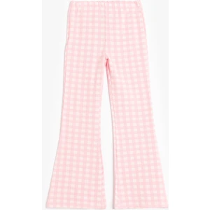 Ekose Desenli Beli Lastikli Ispanyol Paça Pantolon