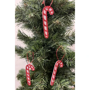 Yılbaşı Baston Şeker Keçe Ağaç ve Hediye Süsü 8x3cm 6lı