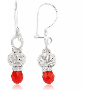 ​gümüş Kırmızı Taşlı Kazaz Kadın Küpe